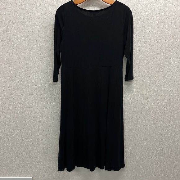 Eileen Fisher Black 3/4 Sleeve MIDI Dress PS - Picture 4 of 4